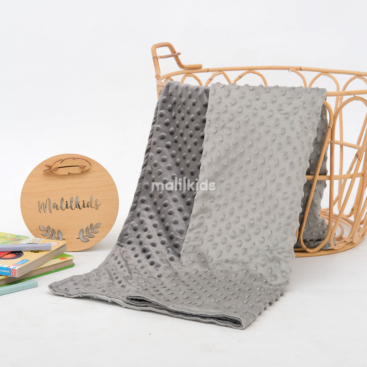 Reversible Two Tone Minky Blanket - Ash x Grey