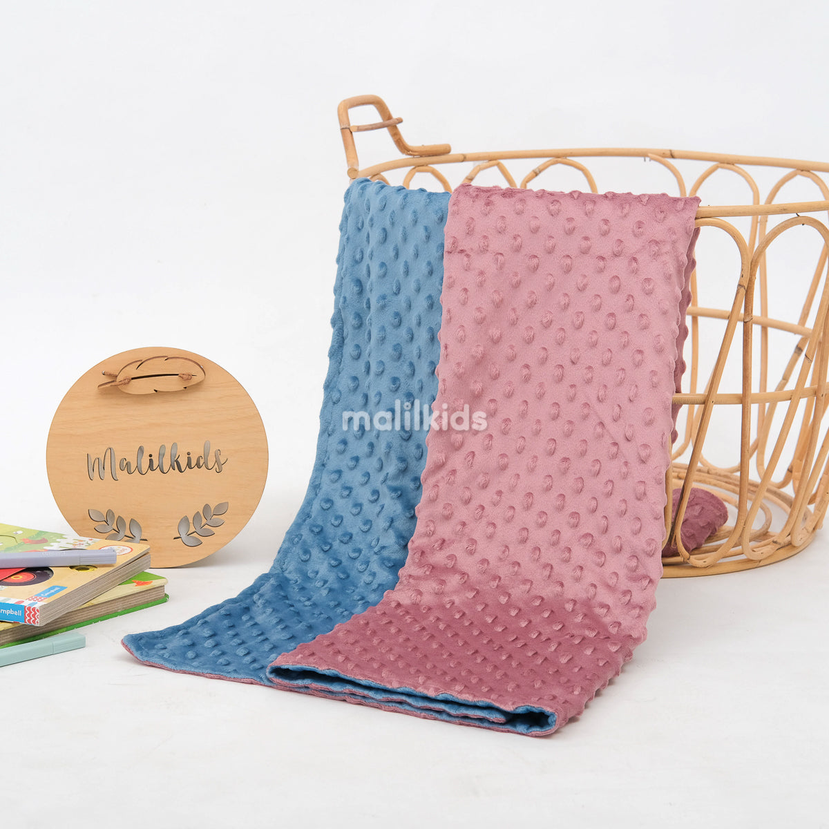 Reversible Two Tone Minky Blanket - Blue x Purple