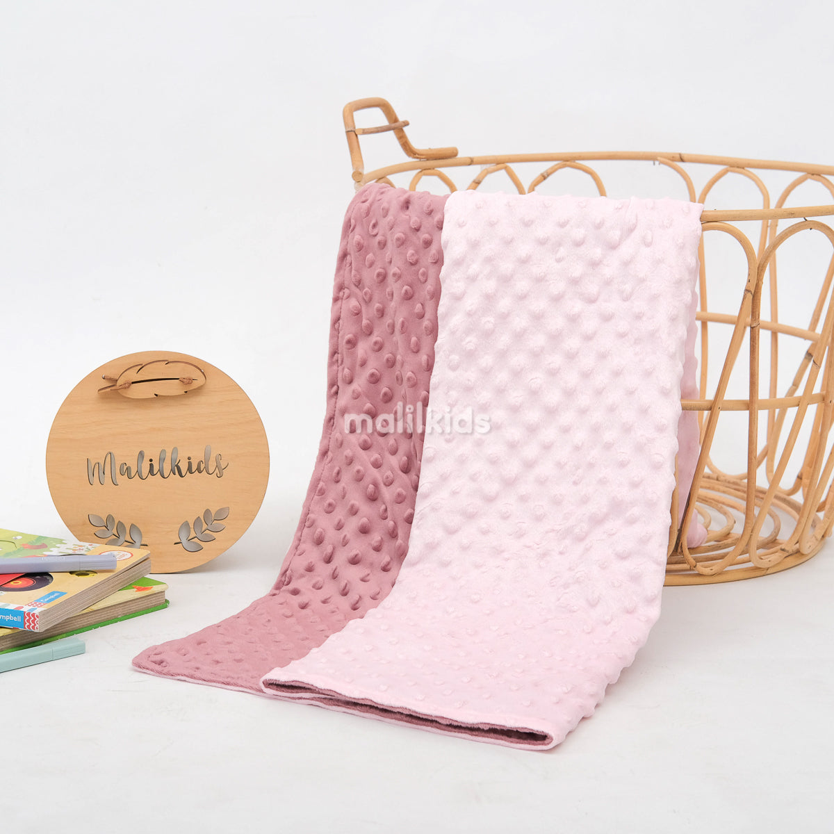 Reversible Two Tone Minky Blanket - Pink x Purple