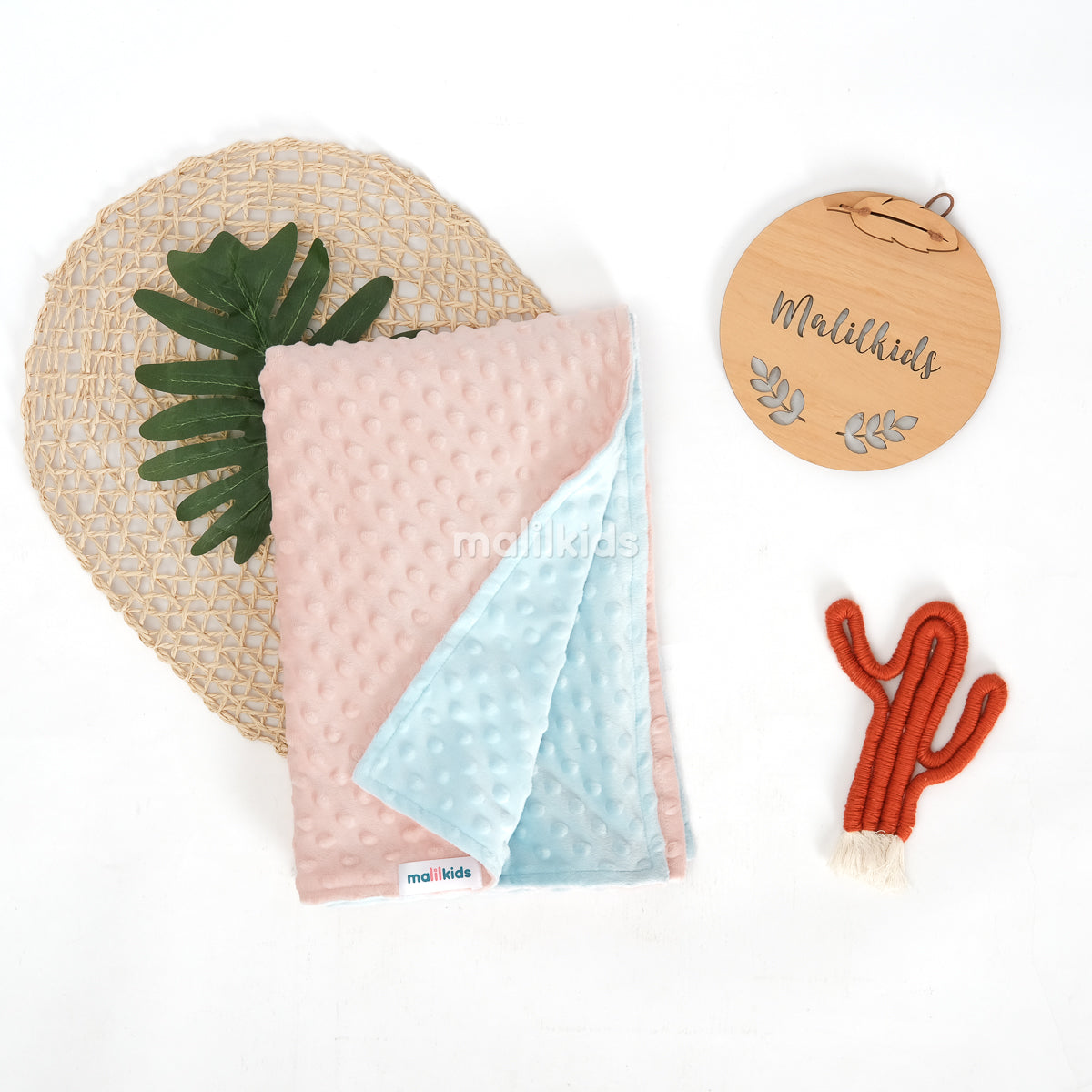 Reversible Two Tone Minky Blanket - Peach x Cloud