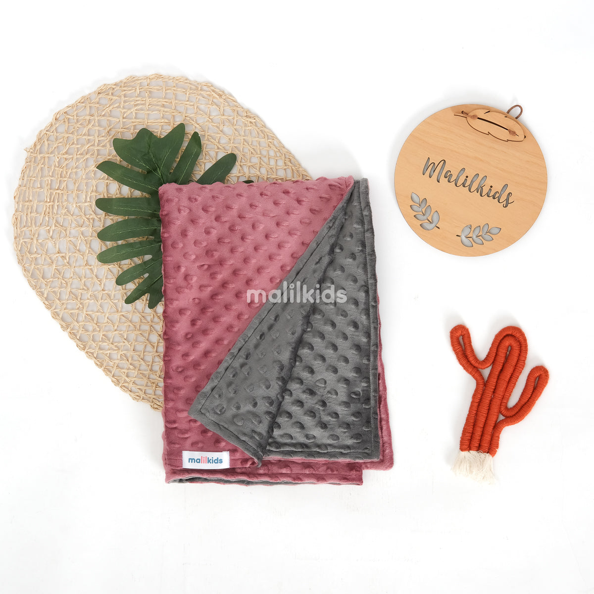 Reversible Two Tone Minky Blanket - Purple x Grey