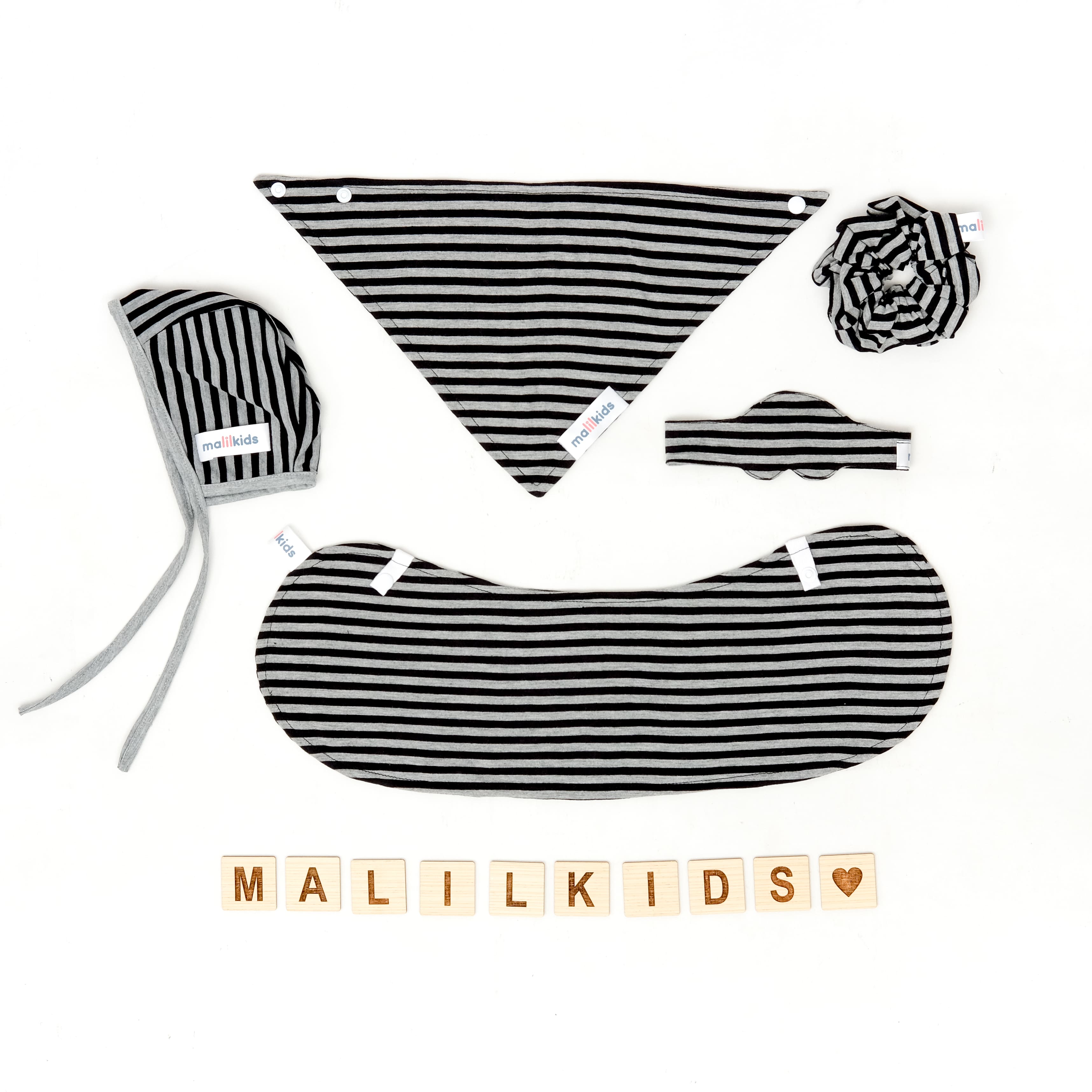 Mini Newborn Set Premium for Baby – Baby Gift Package 5 in 1 - Tone of Dark Grey Black
