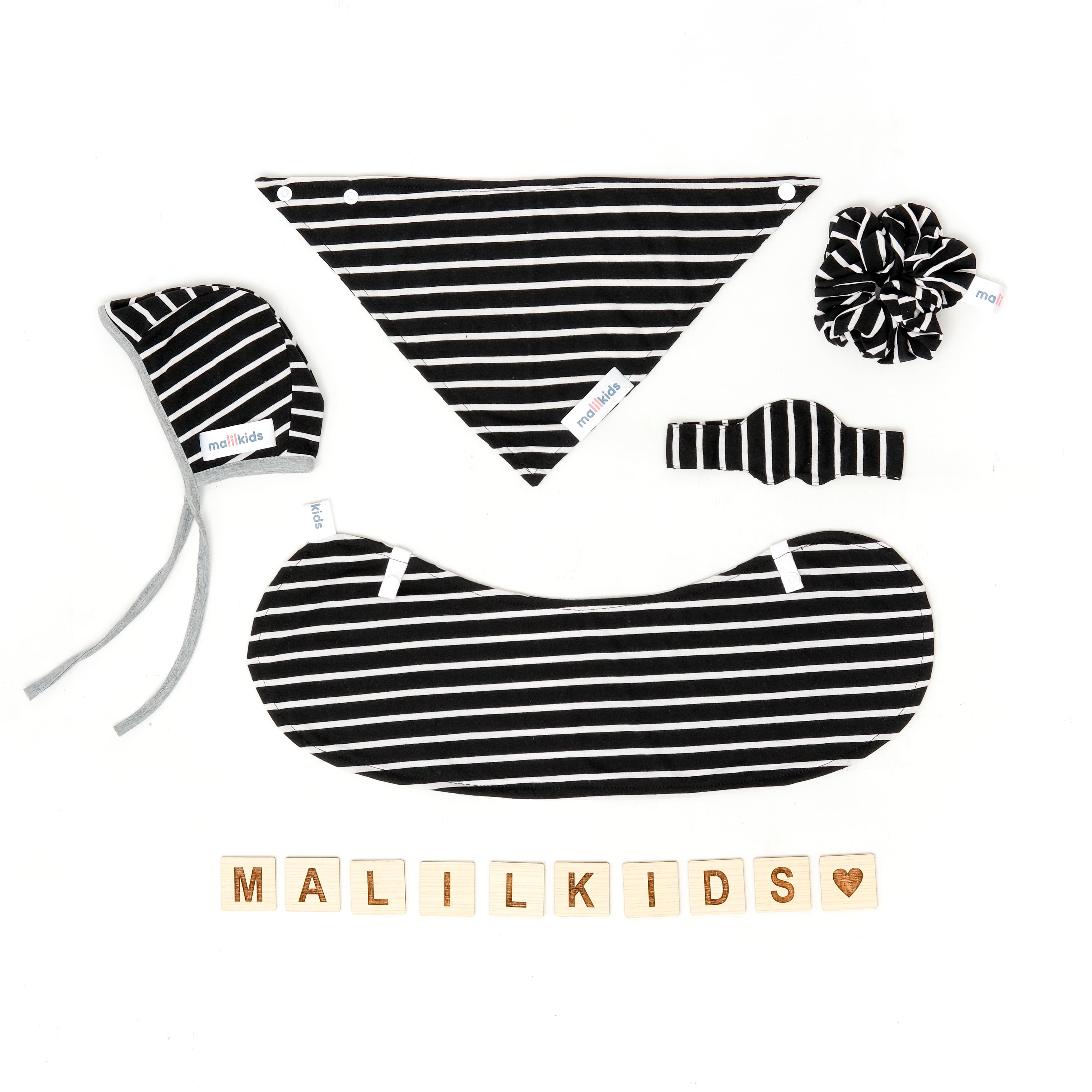 Mini Newborn Set Premium for Baby – Baby Gift Package 5 in 1 - Tone of Dark Grey Black