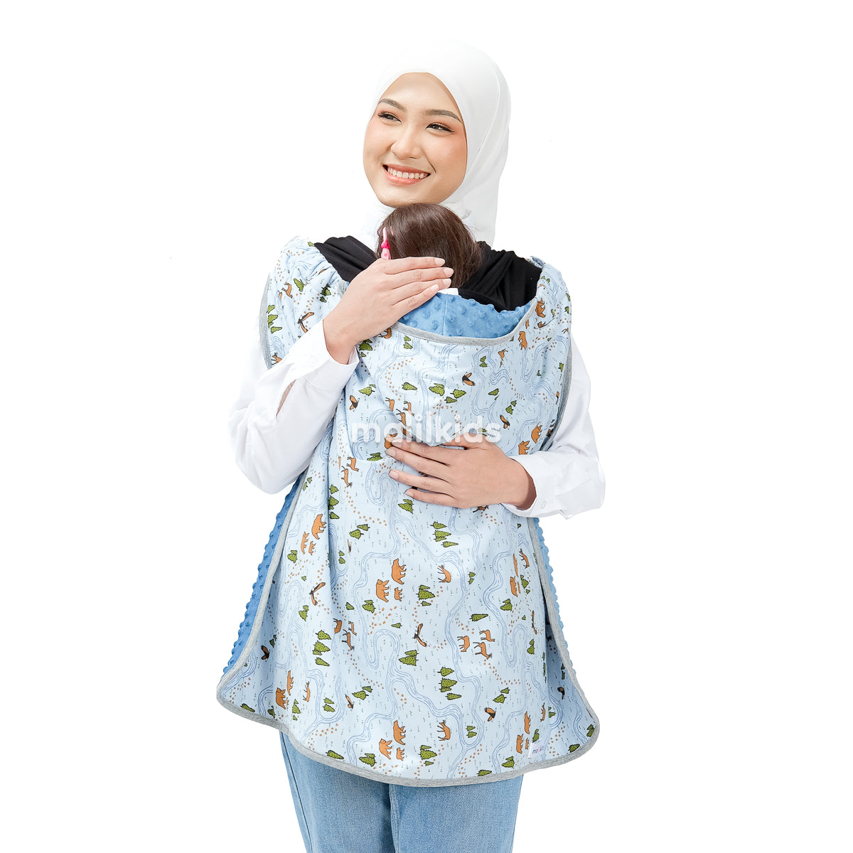 Blanket OTG Reversible Minky - Blue Woodland