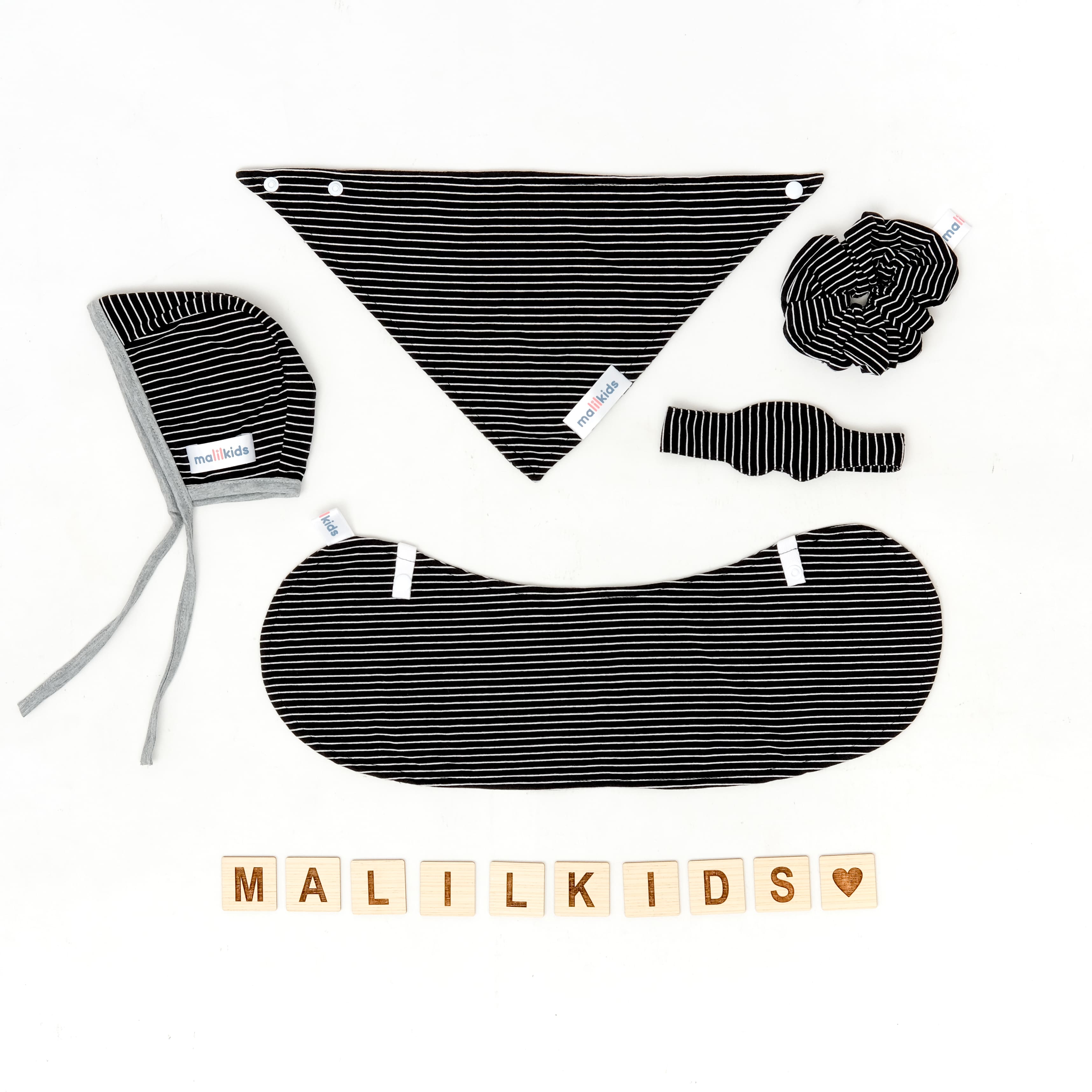 Mini Newborn Set Premium for Baby – Baby Gift Package 5 in 1 - Tone of Dark Grey Black