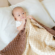 Reversible Two Tone Minky Blanket - Cream x Brown
