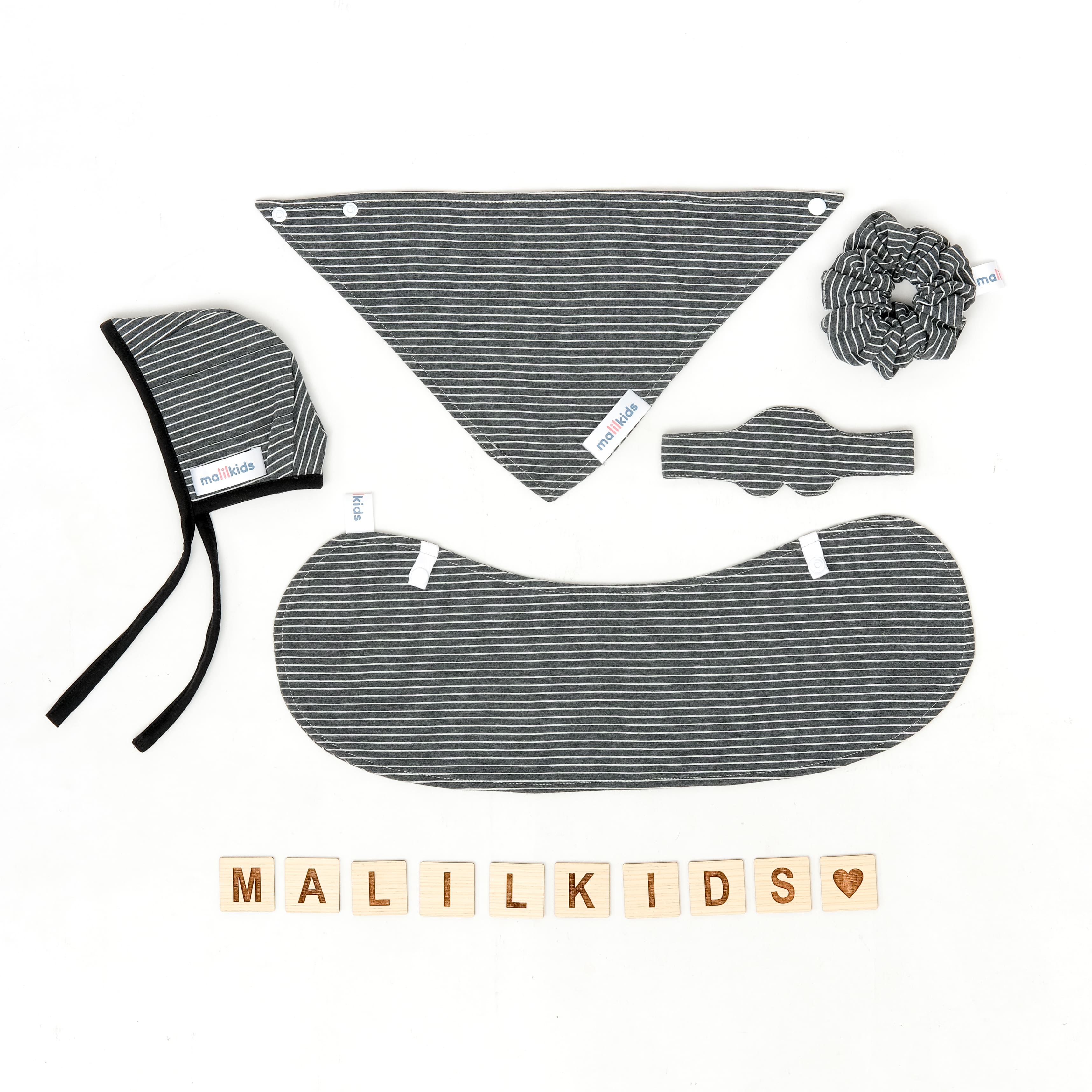 Mini Newborn Set Premium for Baby – Baby Gift Package 5 in 1 - Tone of Dark Grey Black