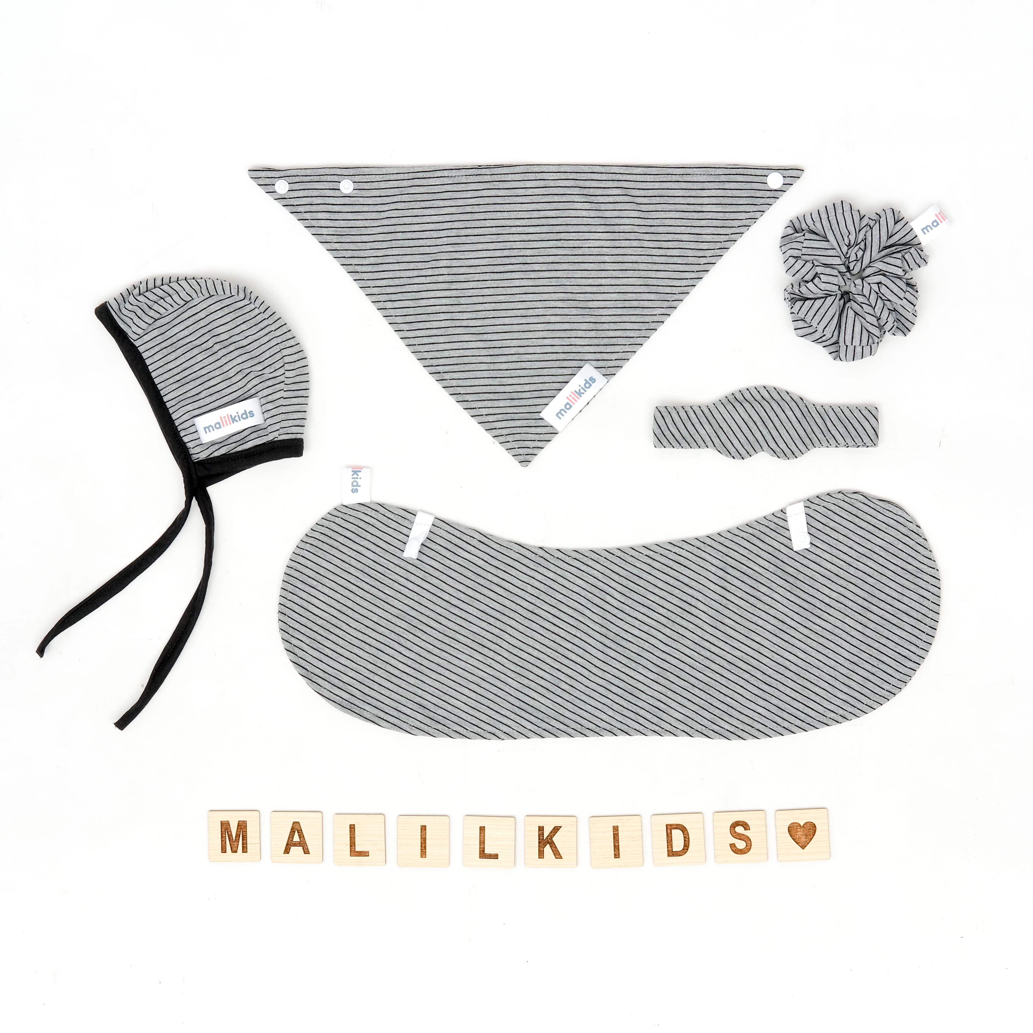 Mini Newborn Set Premium for Baby – Baby Gift Package 5 in 1 - Tone of Dark Grey Black