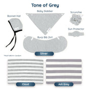 Mini Newborn Set Premium for Baby – Baby Gift Package 5 in 1 - Tone of Grey