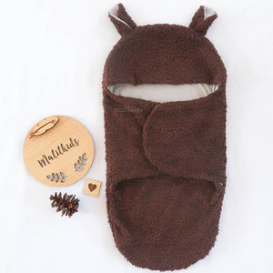 Reversible Wooly Baby Swaddle Bedong Instan - Dark Brown