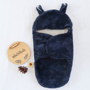 Reversible Wooly Baby Swaddle Bedong Instan - Solid Navy