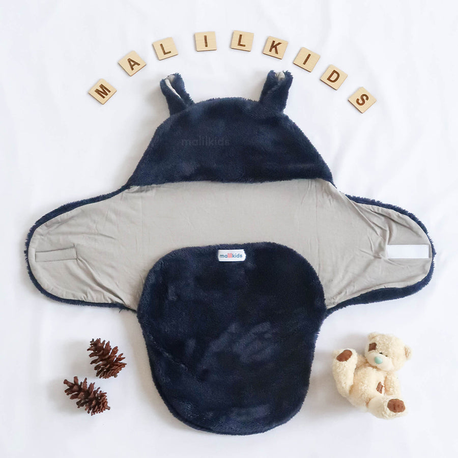 Reversible Wooly Baby Swaddle Bedong Instan - Solid Navy