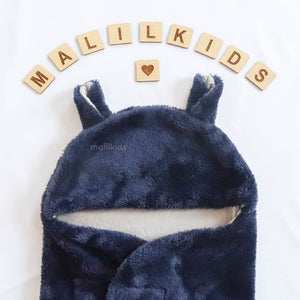 Reversible Wooly Baby Swaddle Bedong Instan - Solid Navy
