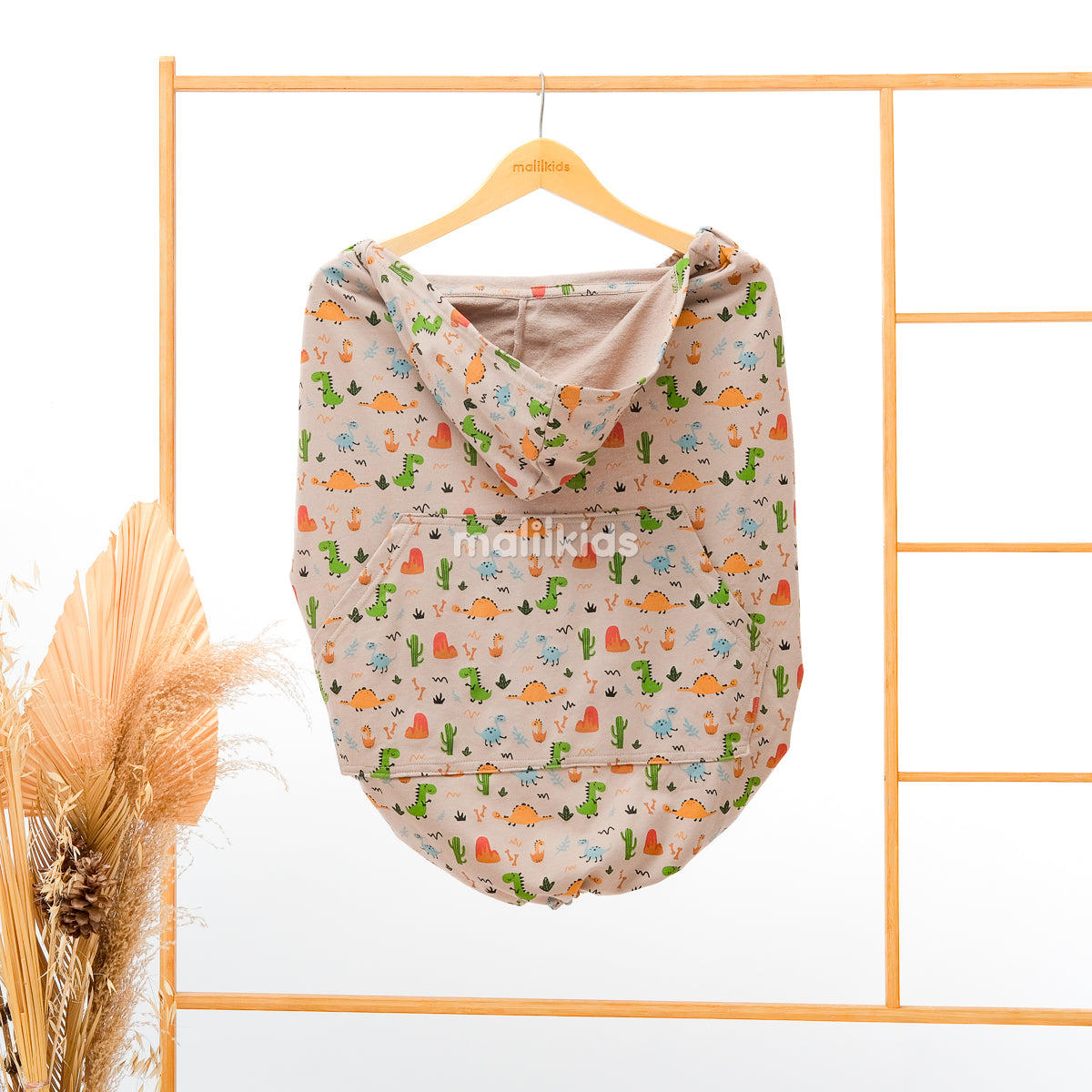 (UPGRADED) Malilkids Selimut Bayi Blanket Clip & Go Cover Pro 3in1 – Brown Dino