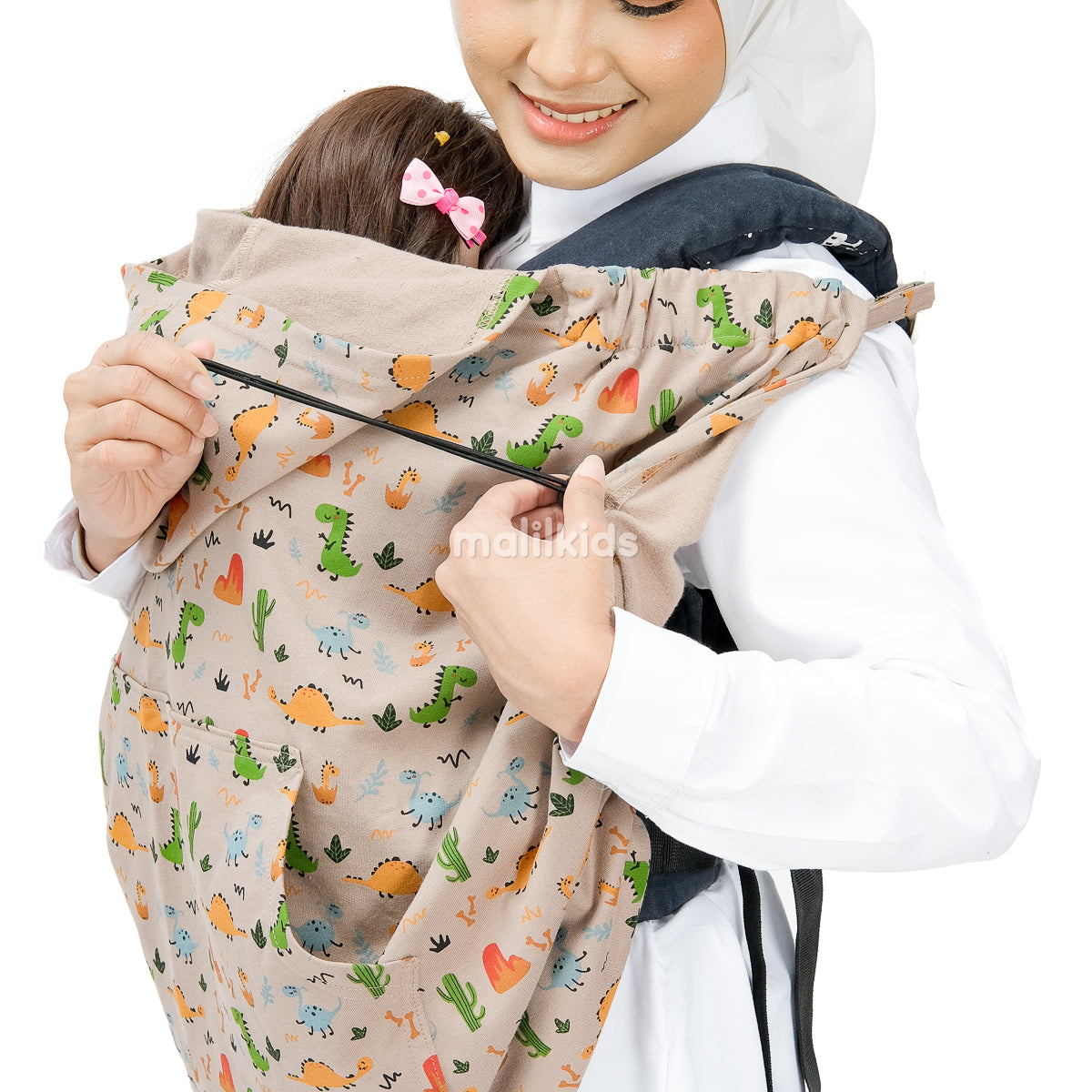 (UPGRADED) Malilkids Selimut Bayi Blanket Clip & Go Cover Pro 3in1 – Brown Dino