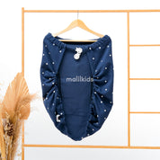 (UPGRADED) Malilkids Selimut Bayi Blanket Clip & Go Cover Pro 3in1 – Dot Navy
