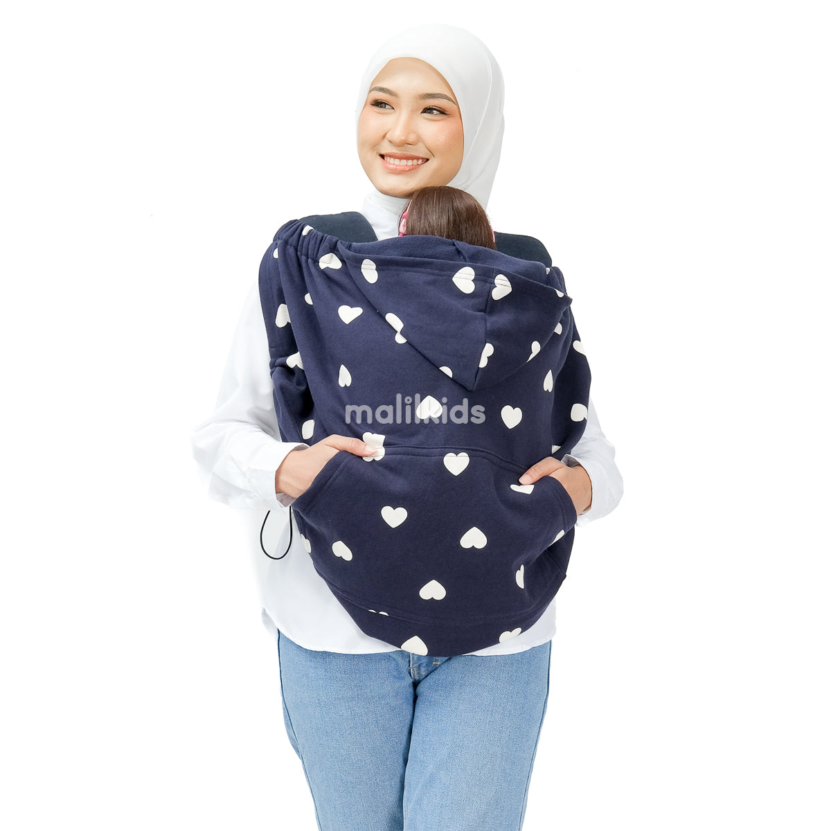 (UPGRADED) Malilkids Selimut Bayi Blanket Clip & Go Cover Pro 3in1 – Navy Hearts