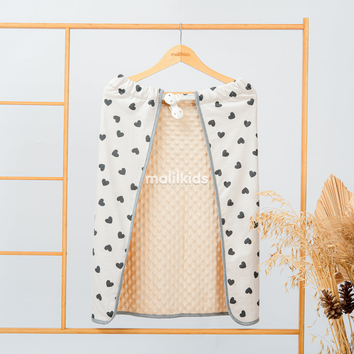 Blanket OTG Reversible Minky - Love Cream