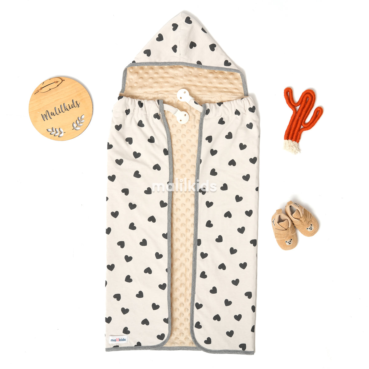 Blanket OTG Reversible Minky - Love Cream