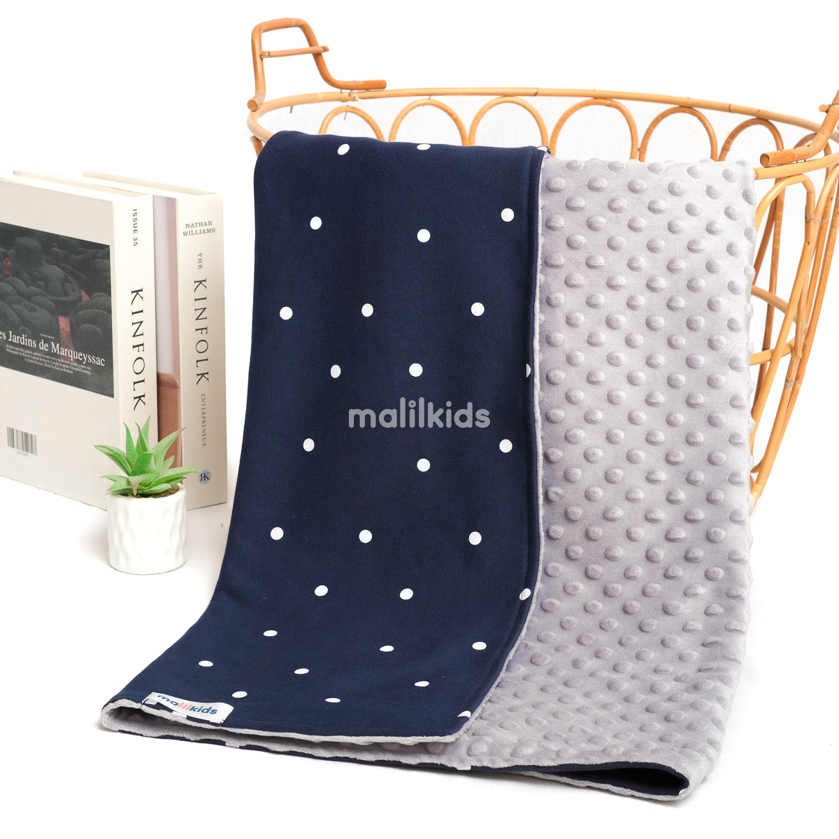 Minky Blanket - Dot Navy