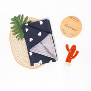 Minky Blanket - Navy Hearts