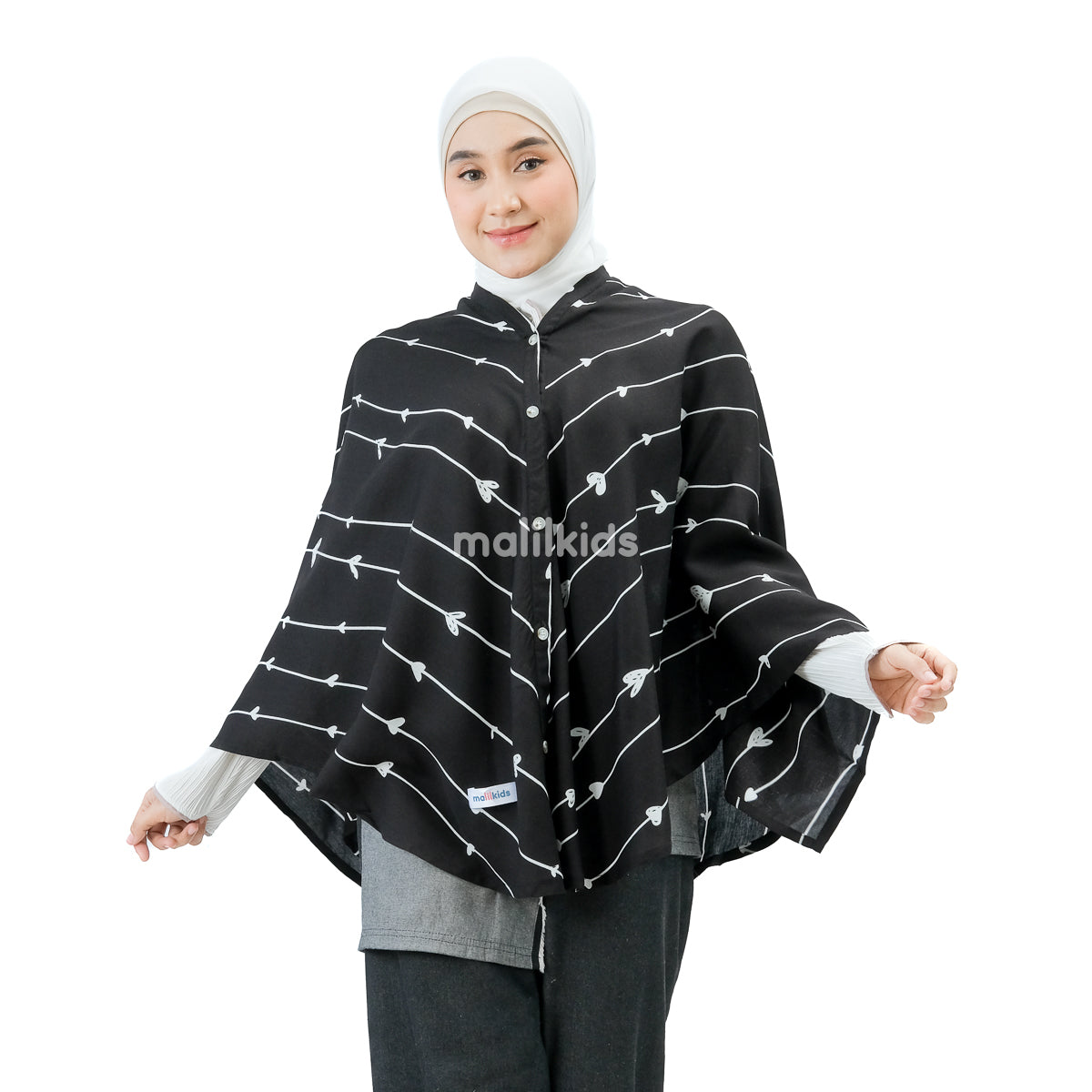 Nursing Cover 2in1 Rayon  Love Line Black