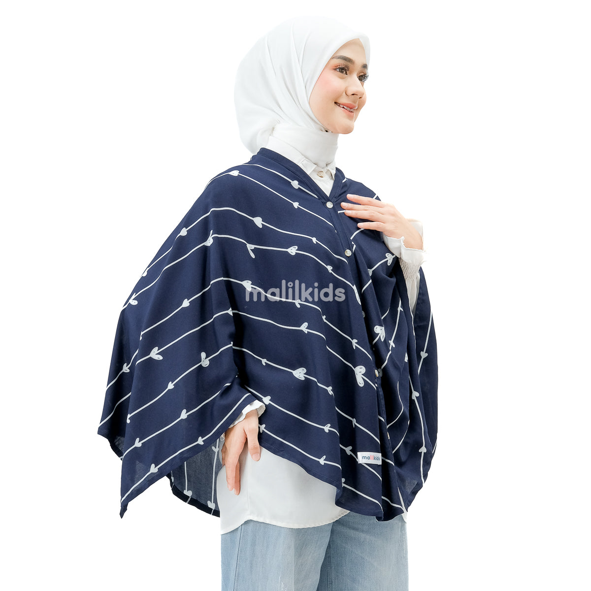 Nursing Cover 2in1 Rayon  Love Line Navy