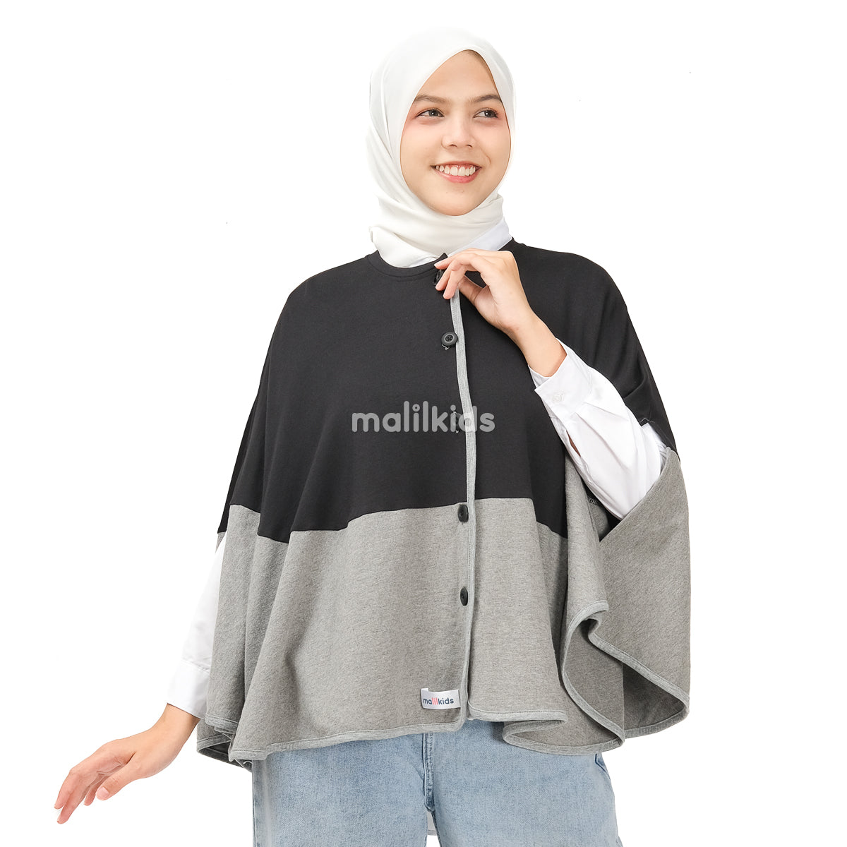 Malilkids Signature Nursing Cover 2in1 - Black x Dark Grey