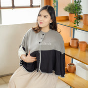 Malilkids Signature Nursing Cover 2in1 - Dark Grey x Black