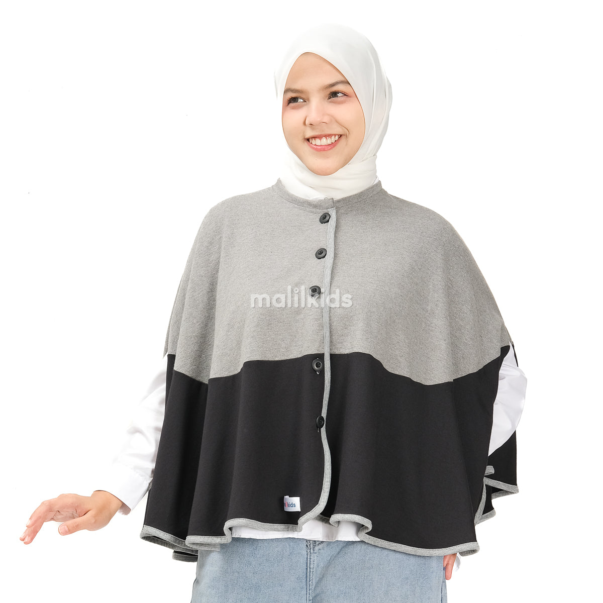 Malilkids Signature Nursing Cover 2in1 - Dark Grey x Black
