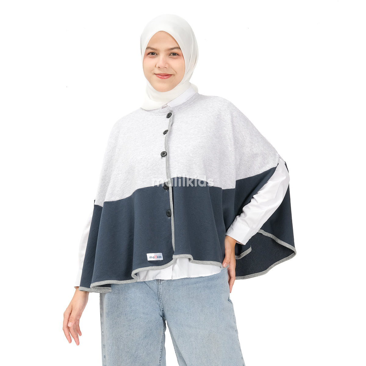 Malilkids Signature Nursing Cover 2in1 - Silver Misty x Navy