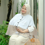 Malilkids Signature Nursing Cover 2in1 - Grey Misty x Sand