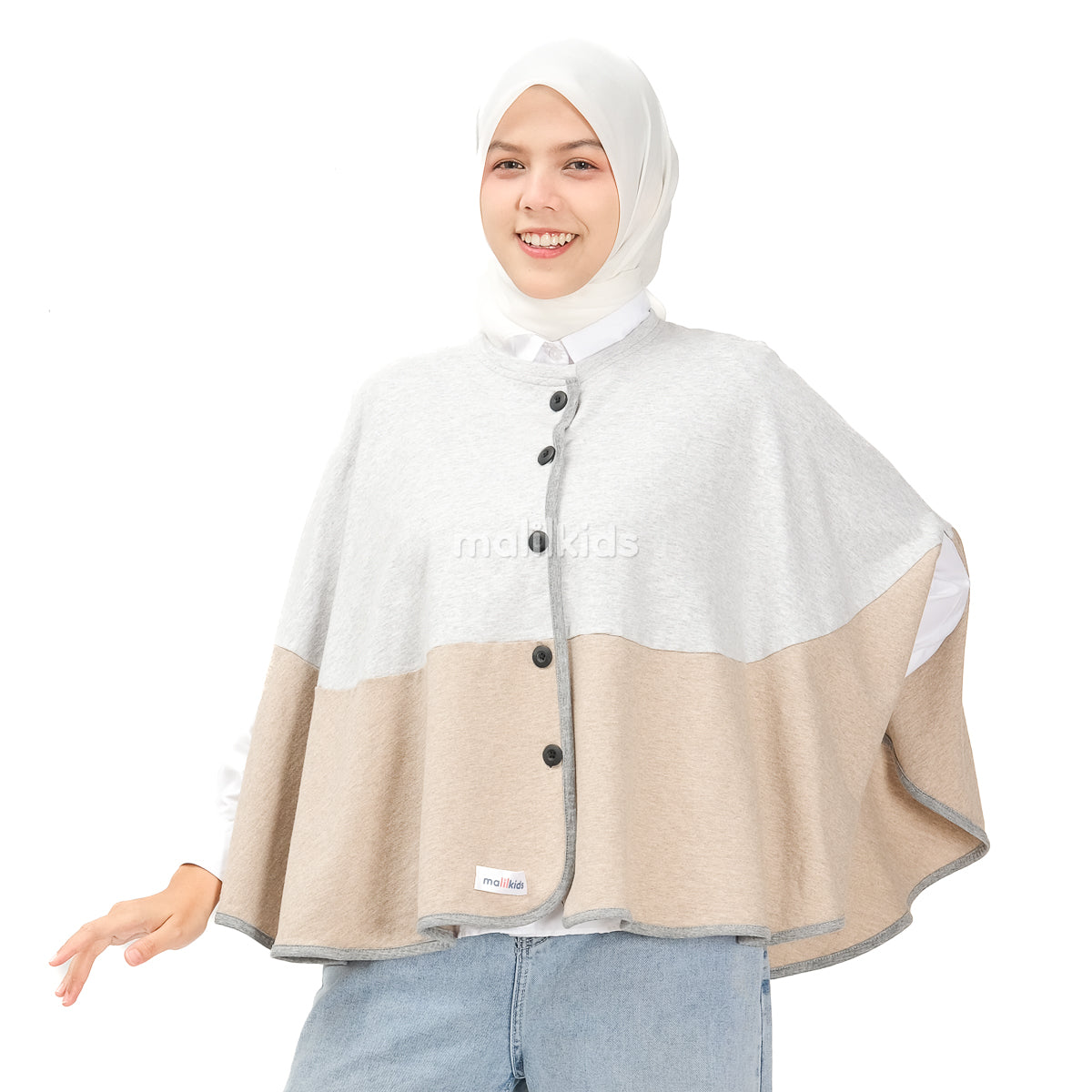 Malilkids Signature Nursing Cover 2in1 - Grey Misty x Sand