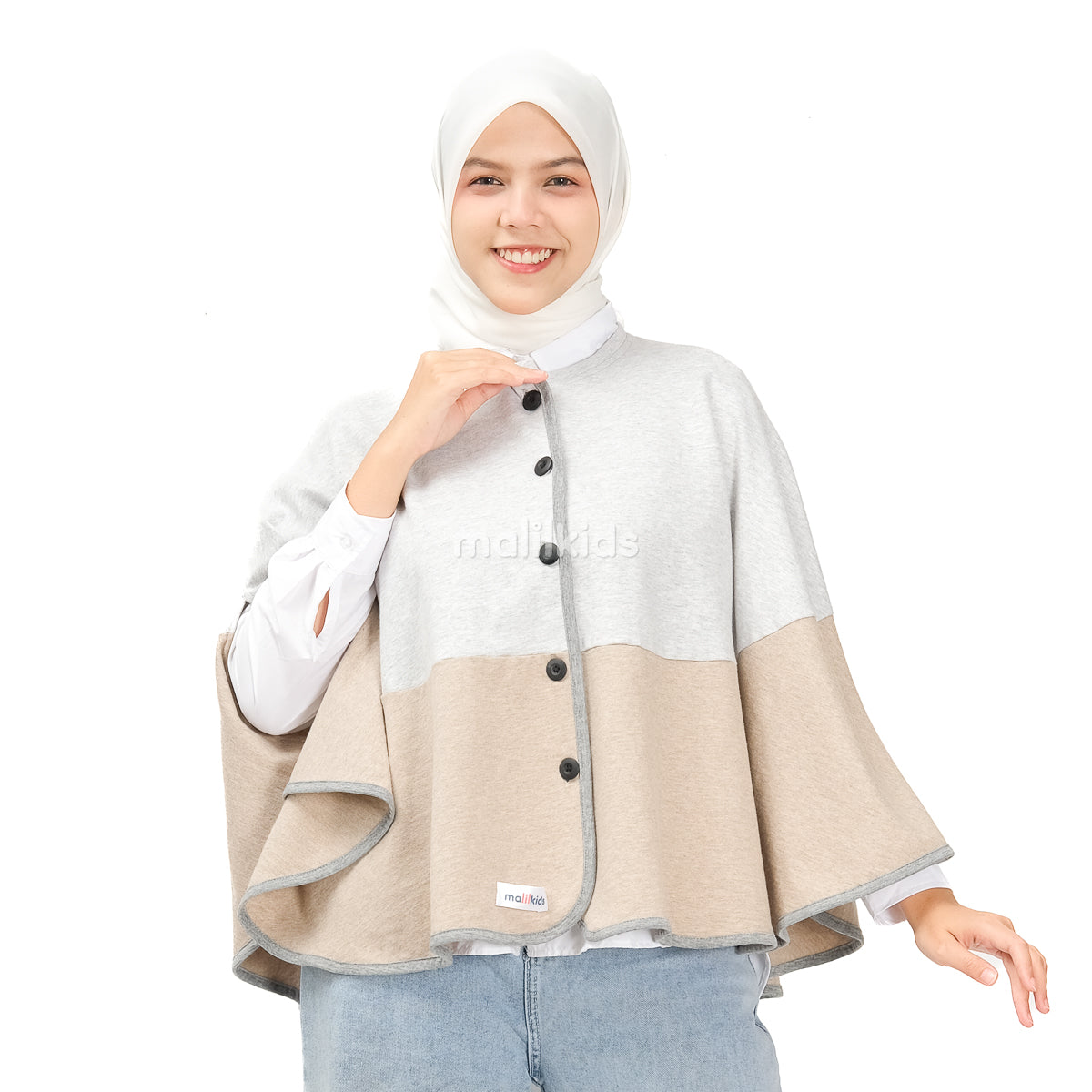 Malilkids Signature Nursing Cover 2in1 - Grey Misty x Sand