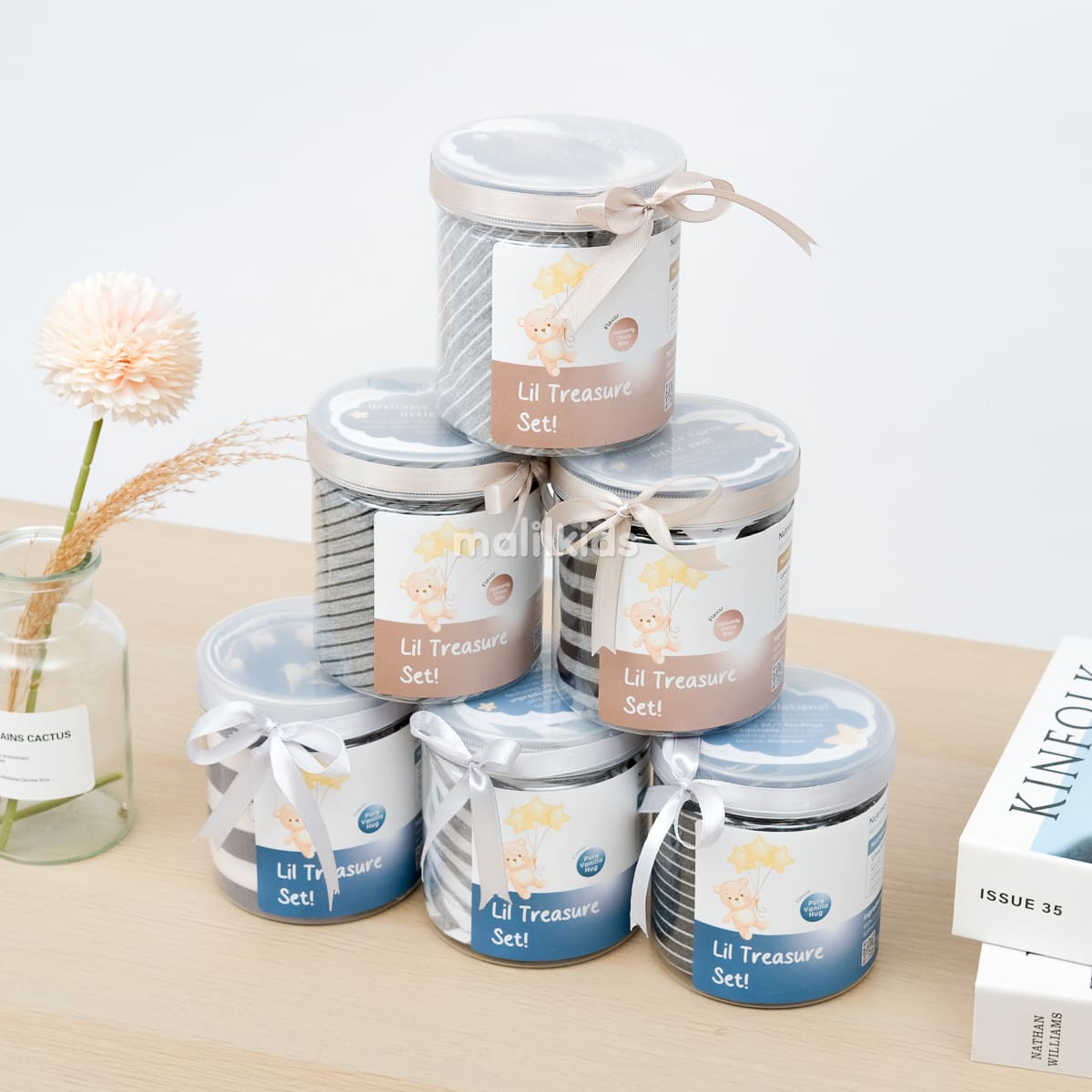 Mini Newborn Set Premium for Baby – Baby Gift Package 5 in 1 - Tone of Dark Grey Black