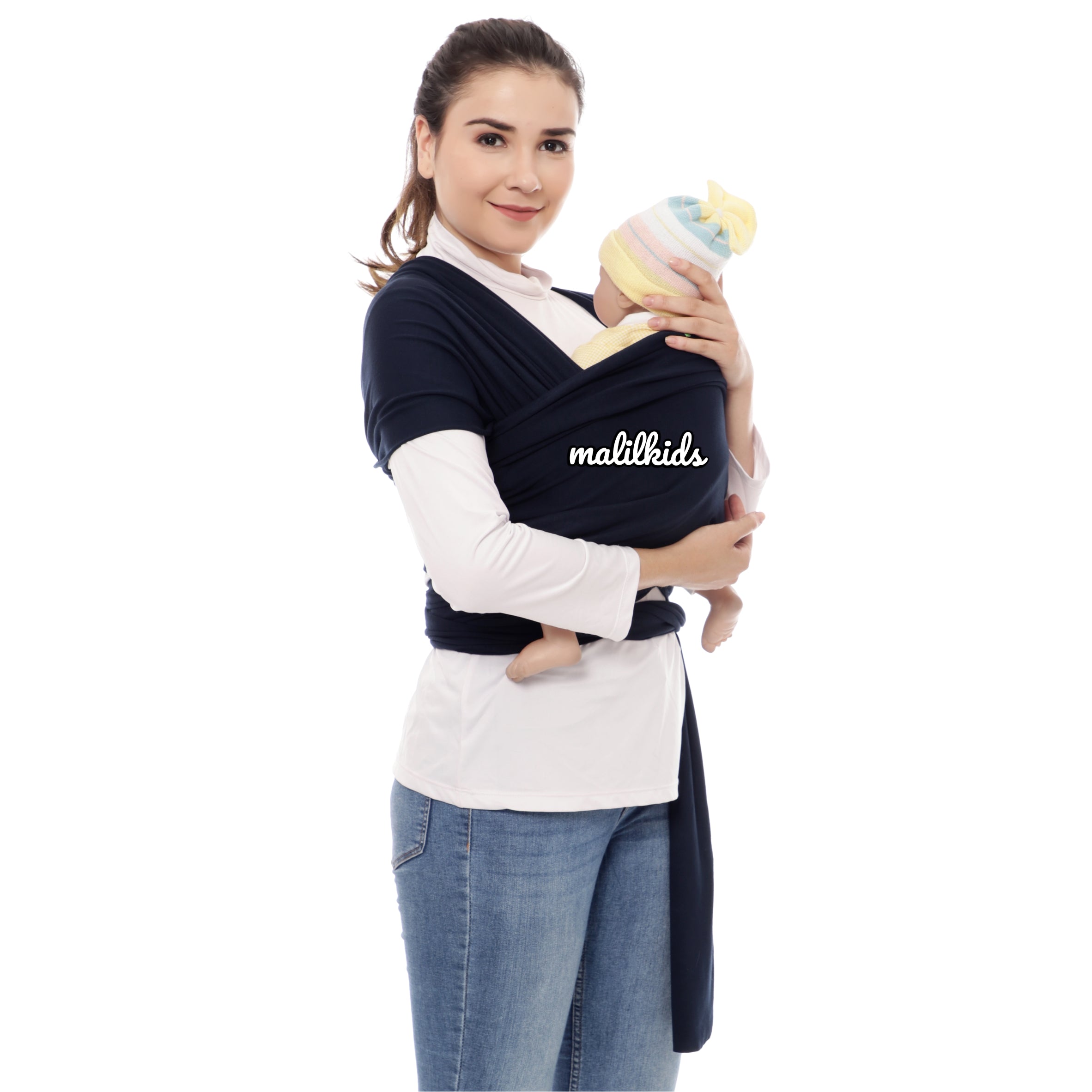 malil-wrap-basic-navy-baby-wrap-gendongan-wrap-gendongan-lilit-on-model-2.jpg