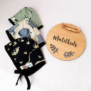 Topi Bayi Reversible Baby Bonnet Hat : Motif Unisex